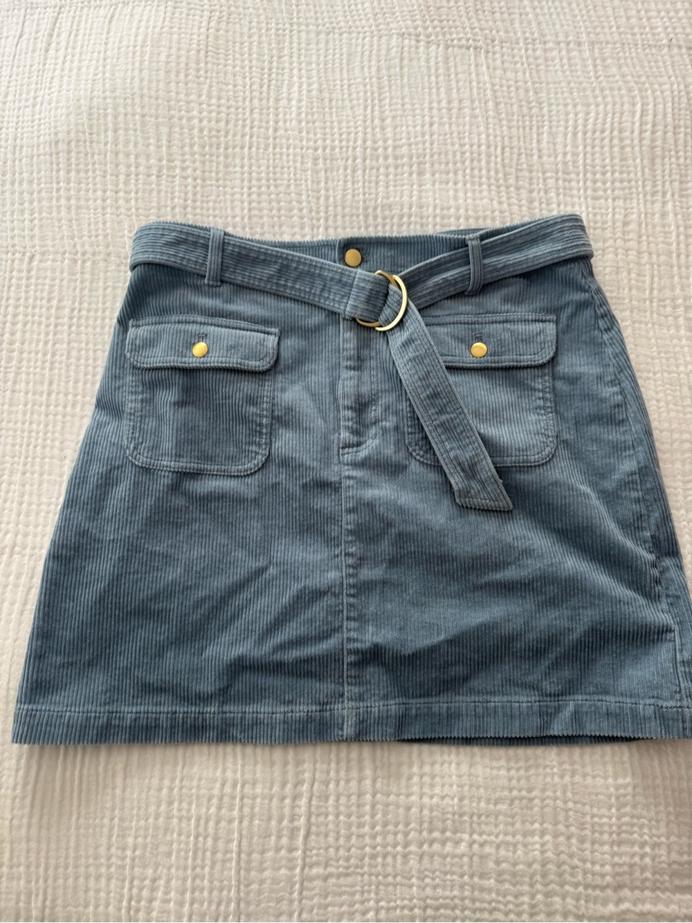 LOFT Blue Corduroy Belted Mini Skirt